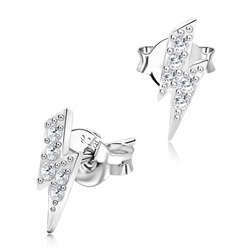 Thunder Designed CZ Silver Stud Earrings STS-4758